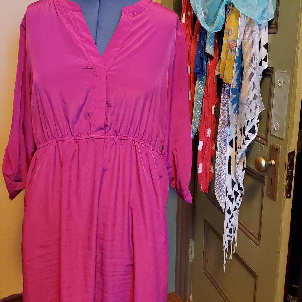 Hot Pink Midi Dress with Pockets!